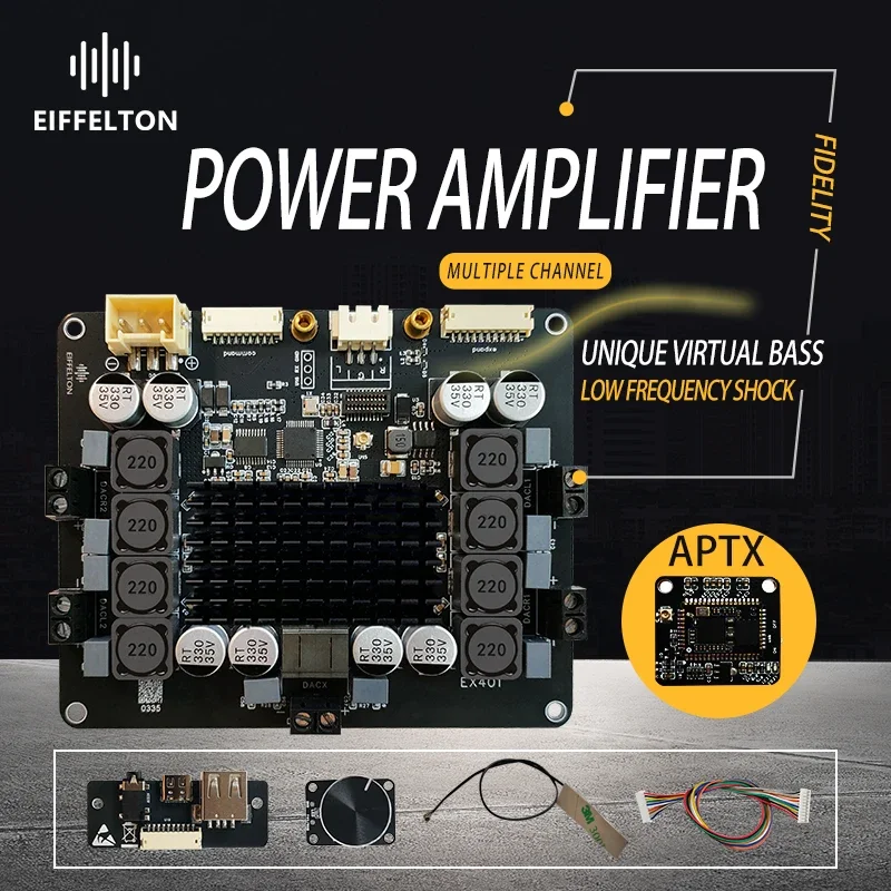 High-Power 4.1DSP Amplifier Board with AptX Bluetooth 3D Stereo Surround Sound Multi-Channel for Family Car Electronic Frequency