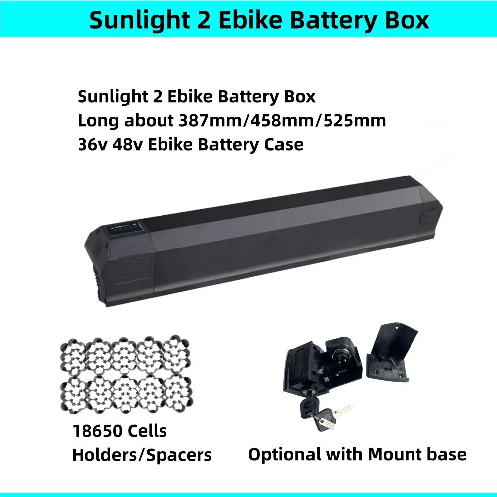 Sunlight 2 Sun Light 2 Ebike Battery Box with Mount Base Bracket Mounting Plate Battery Housing 36V 48V Battery Case SSE-059