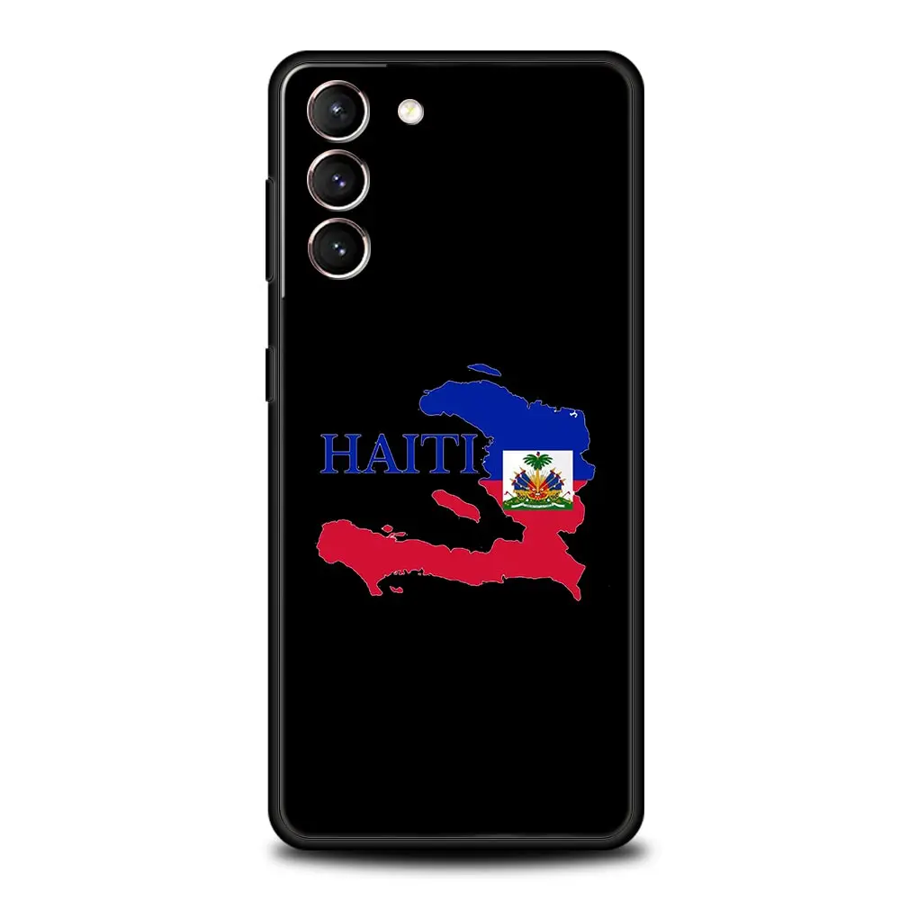 shipping Haiti Flag Phone Case For Samsung Galaxy S24 S23 Ultra S22 S21 S20 FE 5G S10 S10E S9 Plus S8 Soft Silicone Black Cover