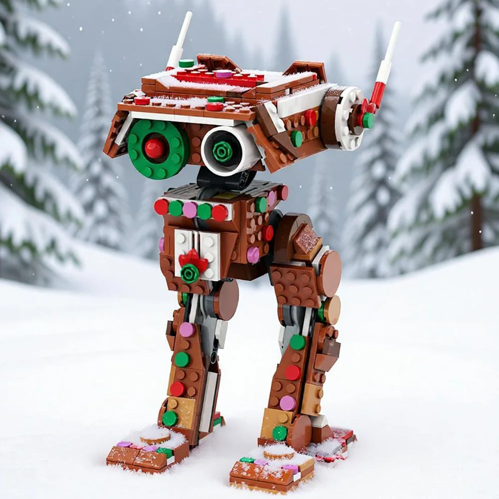 MOC pan de jengibre AT-ST Millennium Falcon Snowspeeder Rebel Fighter modelo montaje de bloques de construcción regalos de fiesta y Festival de Navidad