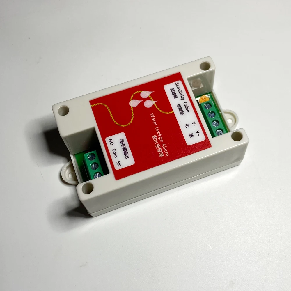 1 Juego de Detector de fugas de agua con Cable de detección de líquido Sensor de alarma de fugas de agua NC/sin salida de relé para detección de fugas de almacén