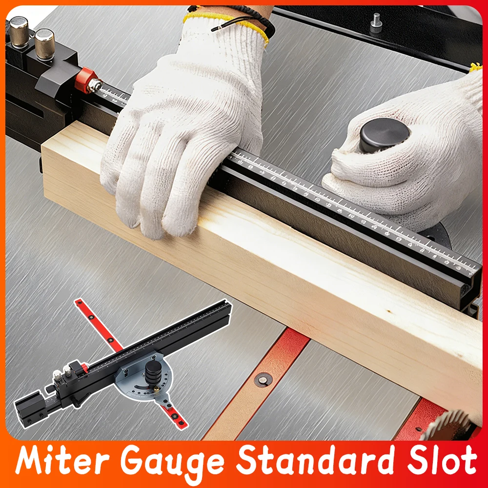 

Woodworking Table Saw Miter Gauge Adjustable Precision System 3/4 X 3/8 Inch Slot Telescopic Fence Push Handle Band Saw Tools ﻿