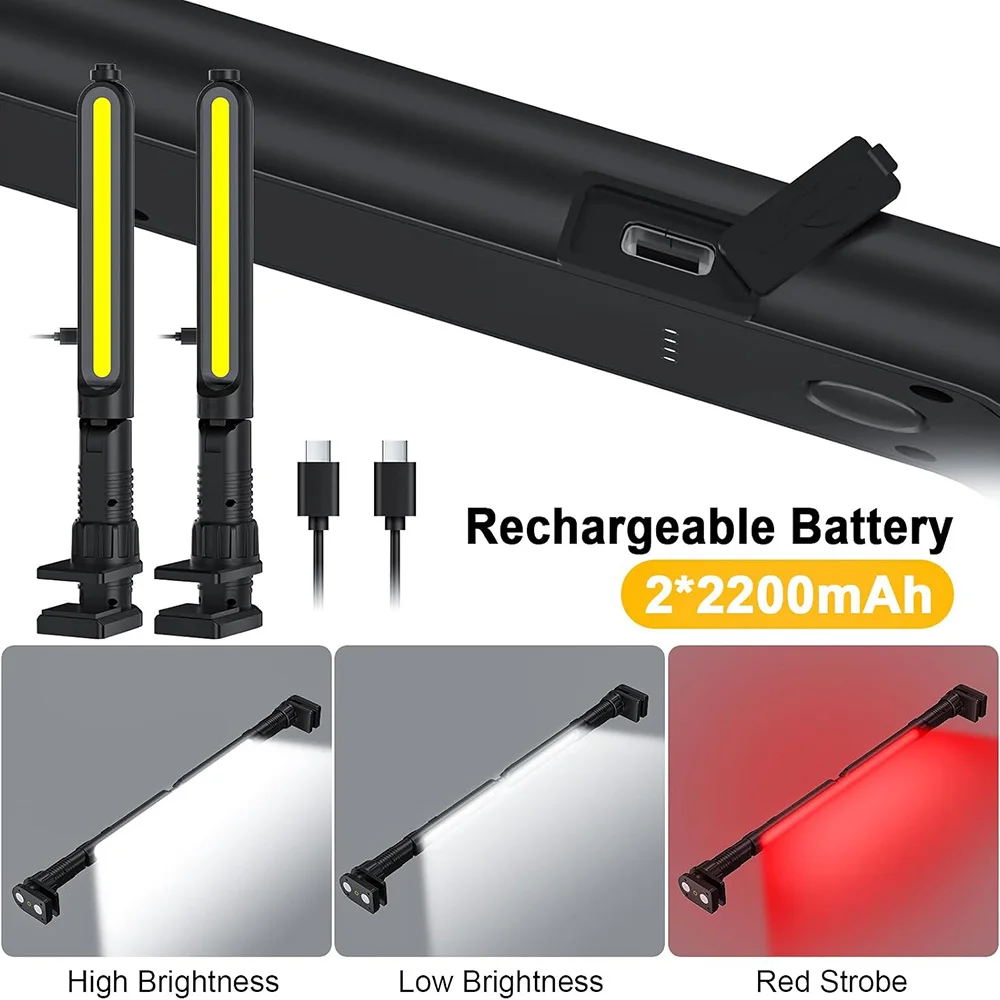 Super Bright Work Light for Mechanic 4400mAh Rechargeable Underhood Work Light Bar with Hooks LED Work Light For Emergency