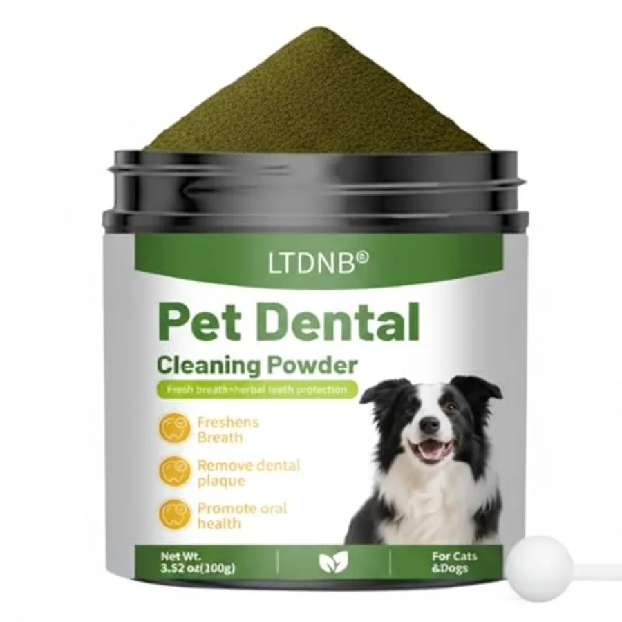 

Dog Dental Powder, Dog Teeth Cleaning Powder, Targets Tartar and Reduces Plaque and Bad Breath - Teeth Cleaning Made Easy Elimi