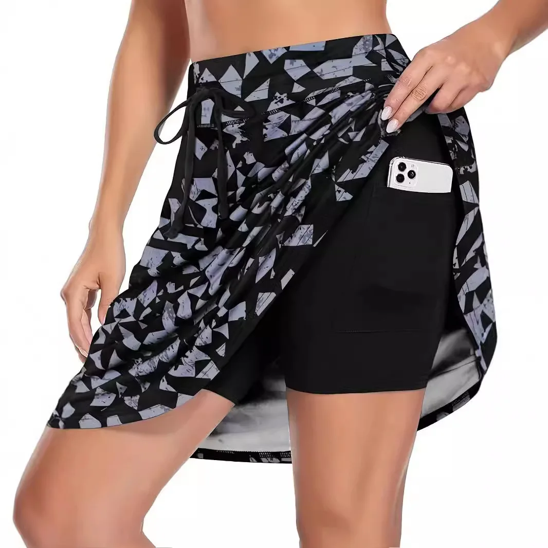 Girls' Summer Skirts Fake Two Girls' Underpants Skirts Running Outdoors Sport Skirt Pockets Fitness Casual Shorts 2025