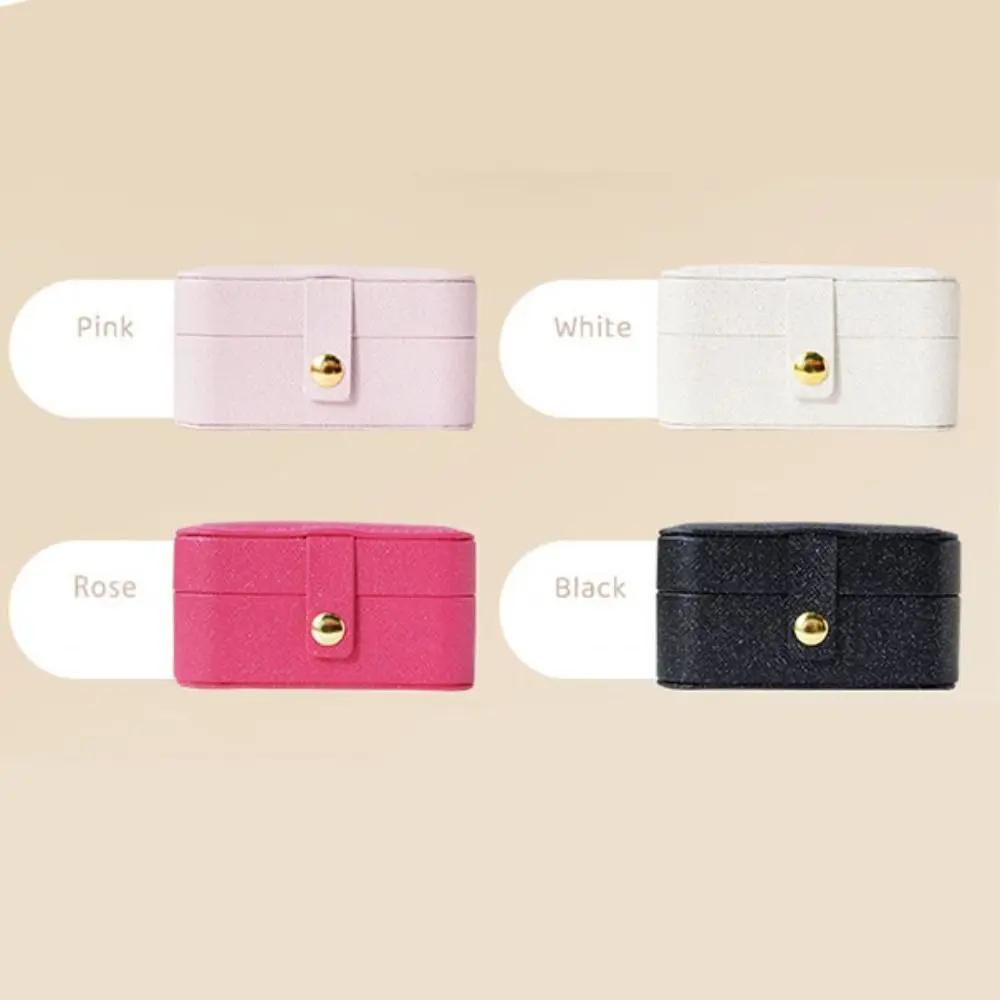 

Unique PU Leather Jewelry Storage Box Mini Solid Color Jewelry Display Case Flip Cover Organizer Ring Necklace Case Gifts