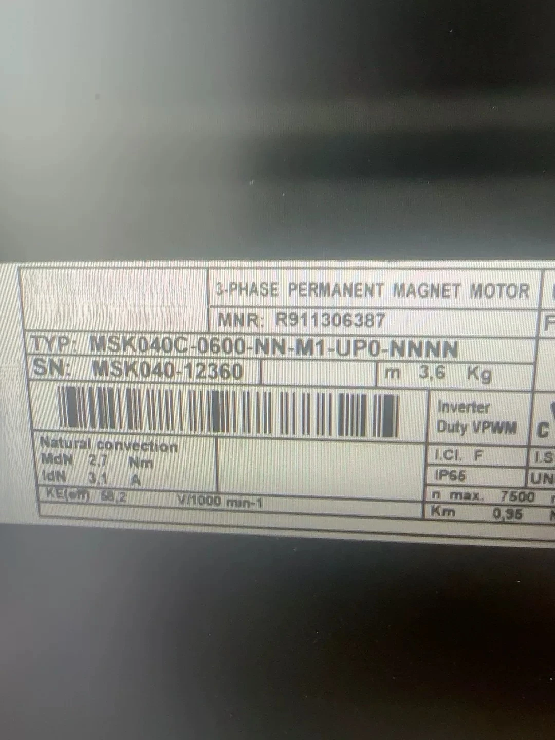 Servo Motor MSK040C-0600-NN-M1-UP0-NNNN Order Code: R911306387 — Inquiries welcome.