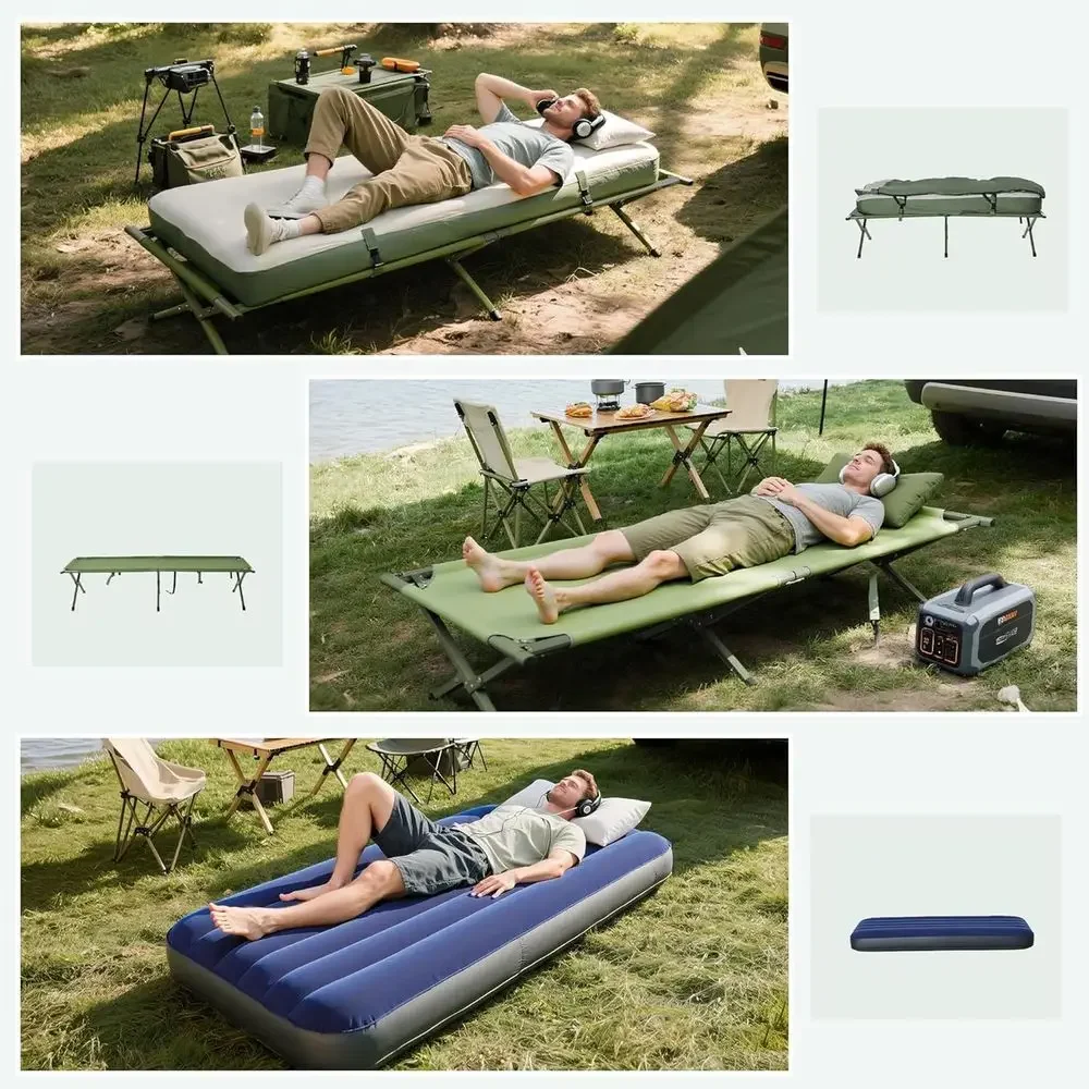All-in-One Portable Camping Cot Tent with Mattress, Pillow, Sleeping Bag, and Carry Bag for Hiking and Picnics view 4