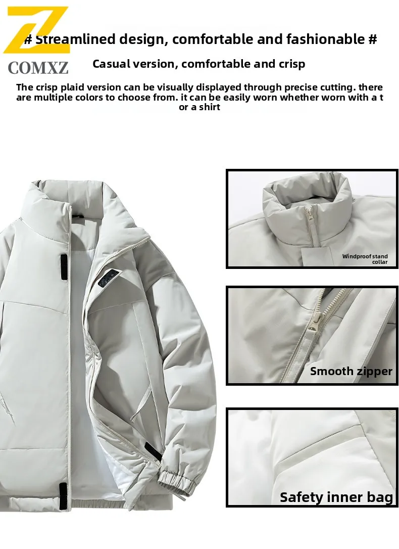 سترة قطن للرجال إصدار 2025 من القطن السميك للحماية من البرد والدفء وياقة واقفة معطف شتوي للترفيه في الهواء الطلق