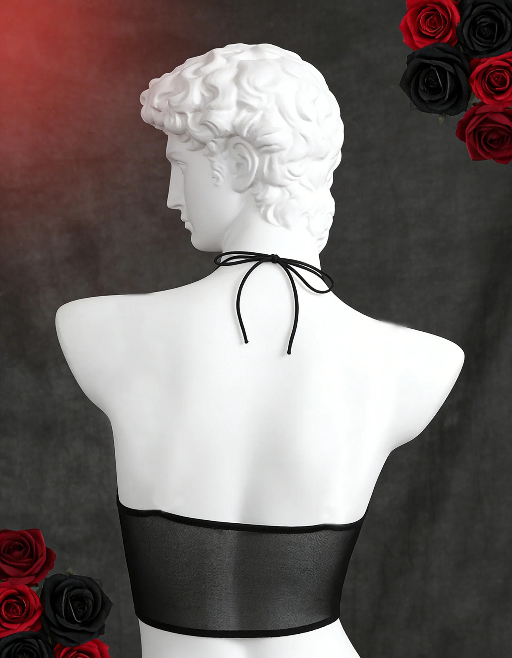 【Fragments.One Choice, No More Choices.】Black Sexy Backless Sheer Ladies Tank Top, Hot Sweetheart Style with 3D Slim Fit