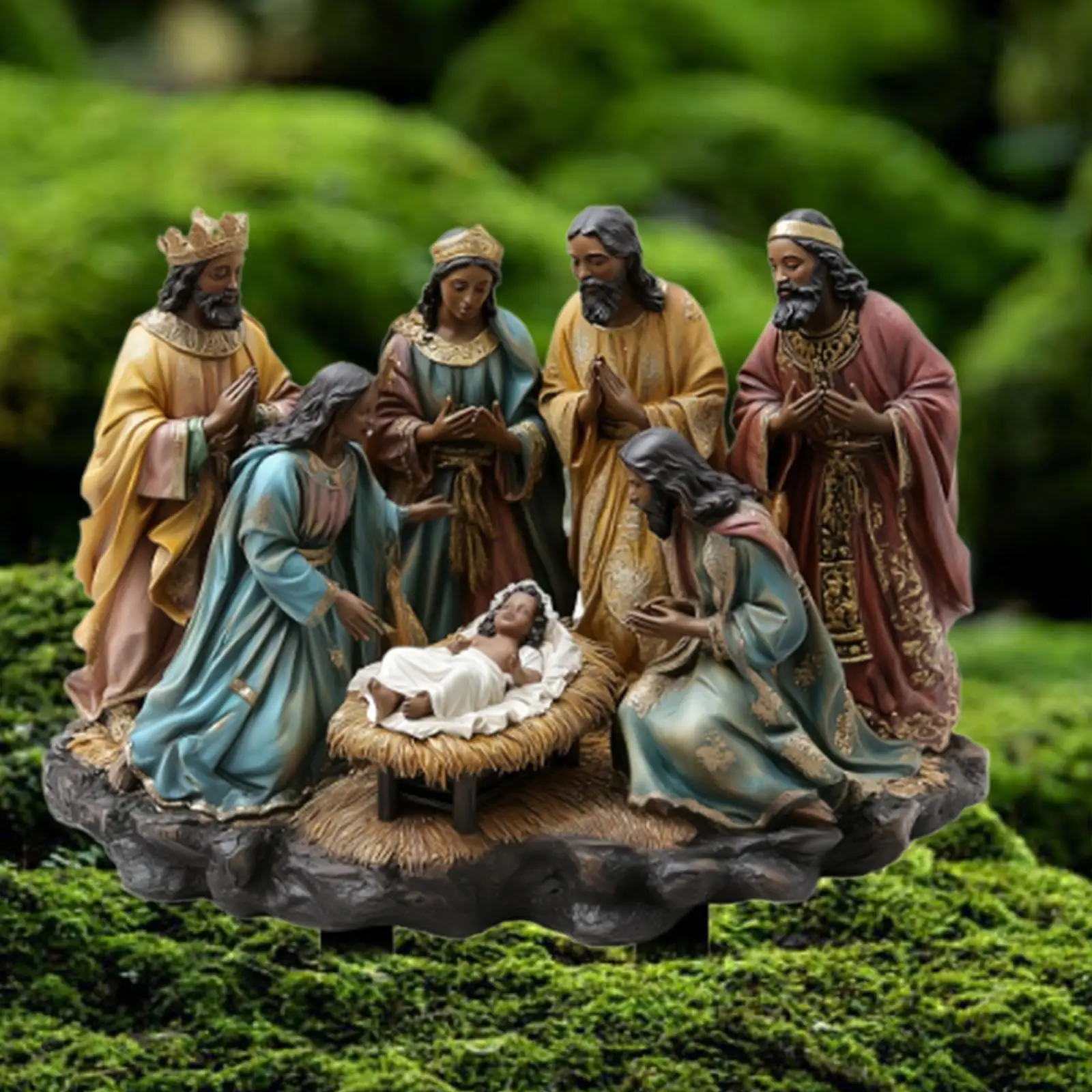 Jesus Nativity Scene Stake 2D Festival Walkway Christmas Yard Sign Stake Decor Hollow Nativity Scene Stake Xmas Yard Sign Stake