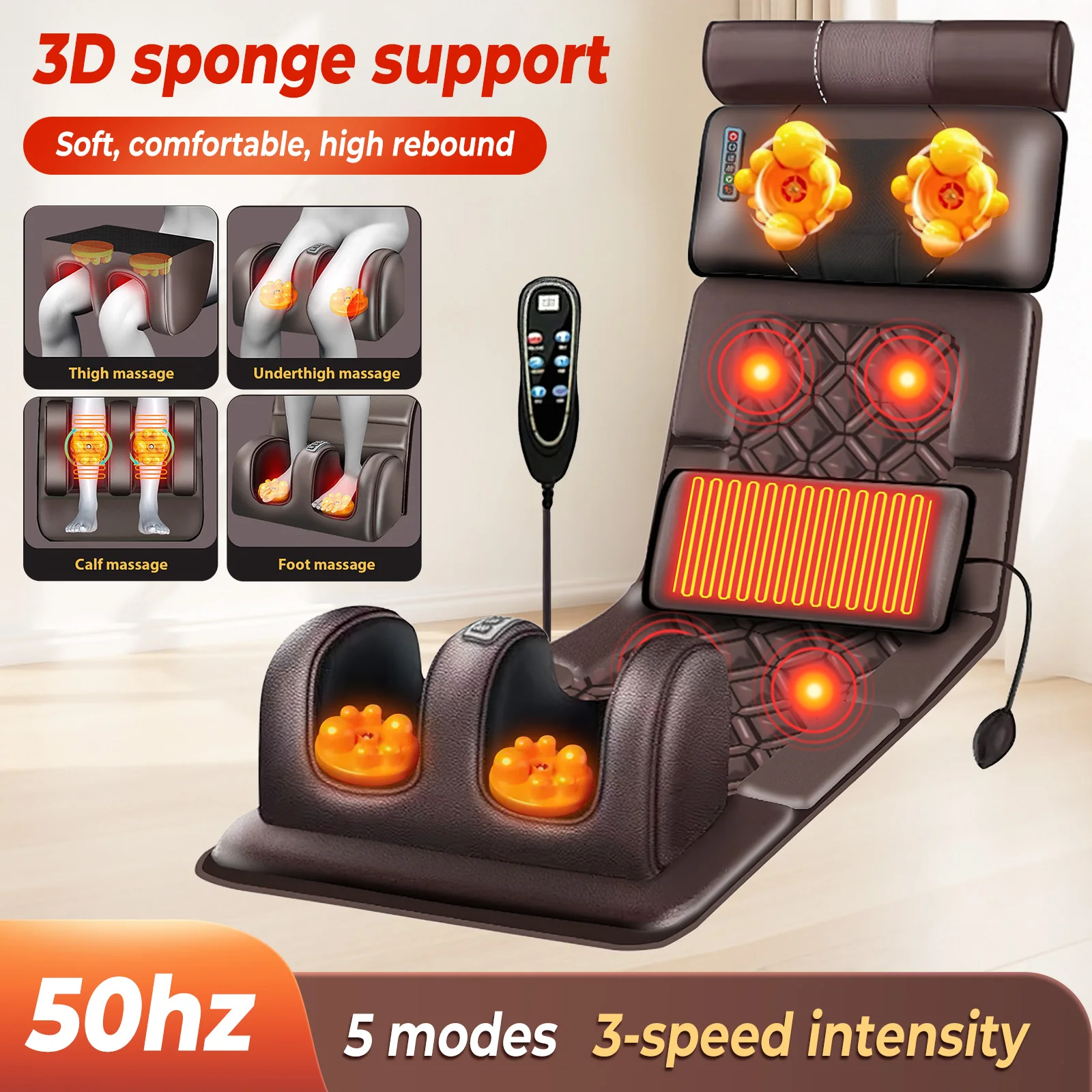 Coussin de massage électrique infrarouge multifonctionnel pour tout le corps, chauffant et vibrant, pour le dos, le cou et les lombaires, portable, pour la relaxation, pour la maison, le bureau, la