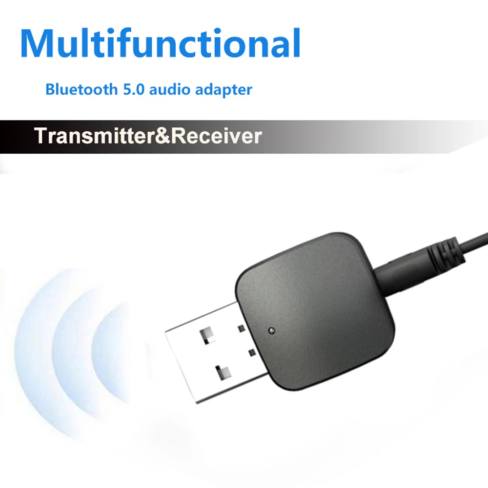 2 in 1 Bluetooth-Compatible 5.0 USB Wireless Receiver Transmitters Audio Music Stereo Adapter Dongle for TV PC Speaker Headphon