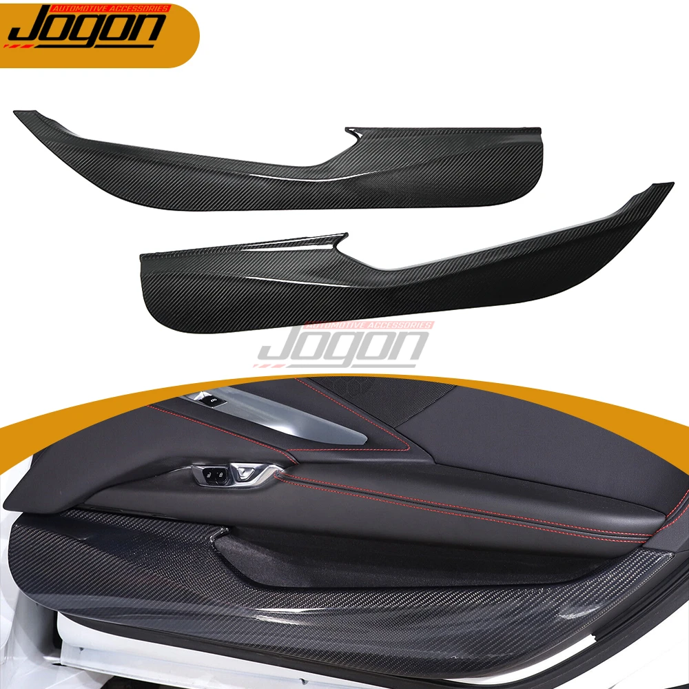 

For Corvette C8 Z06 Z51 Stingray Coupe 2020 2021 2023 Real Carbon Fiber Interior Car Inner Door Panel Anti-Kick Trim Accessories