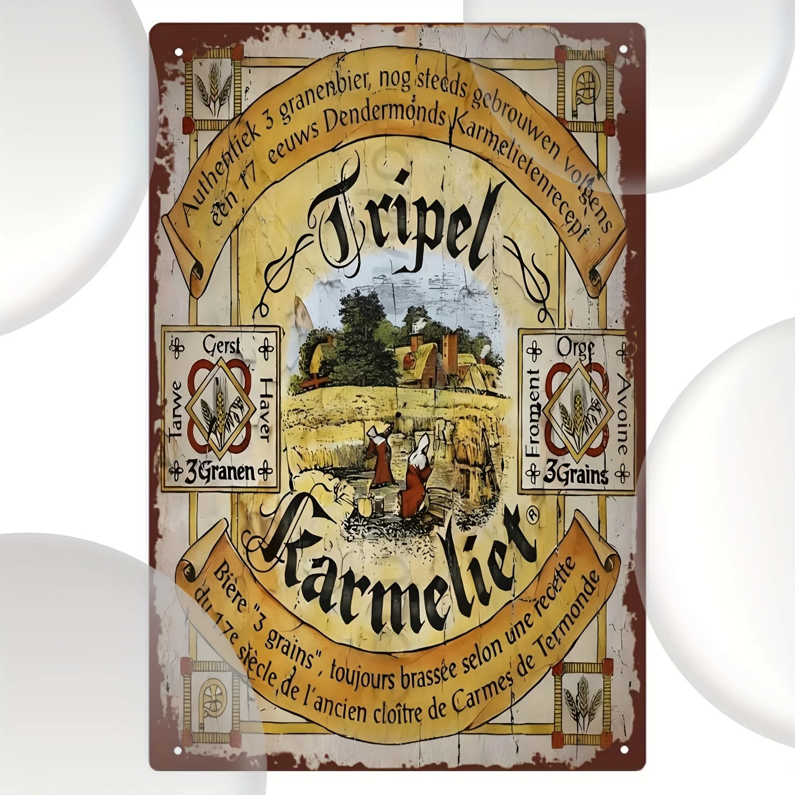 Cartel de chapa de Metal Vintage de cerveza Tripel Karmeliet, arte de pared rústico para cueva de hombre, Bar, decoración de garaje, diseño de herencia de cervecería belga