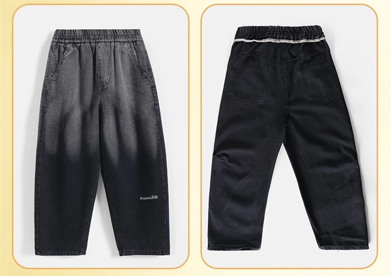 Vintage Kinder Schwarze Gradient-Jeans für Jungen Baby Herbstkleidung Klassische Hosen Kinder Retro Denim-Hosen Große Jungen-Jeans 5 bis 14 Jahre – Detail 9