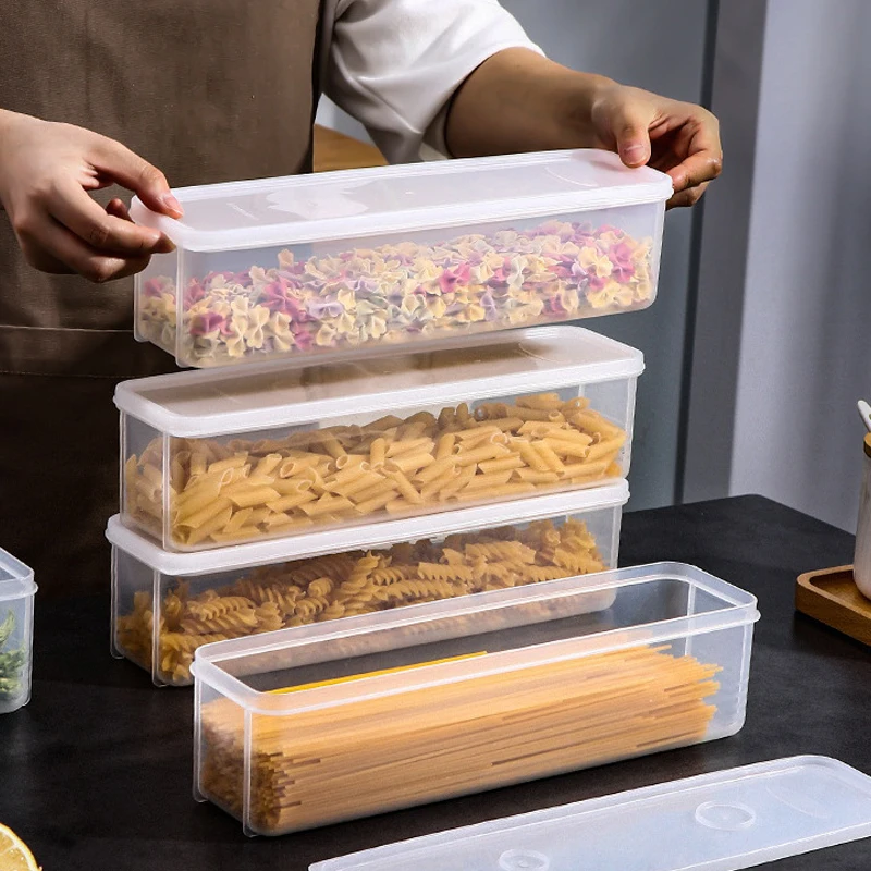 Sealed Noodles Crisper Plastic Noodles Spaghetti Box Kitchen Refrigerator Storage Box Food-Grade Noodle Storage Box