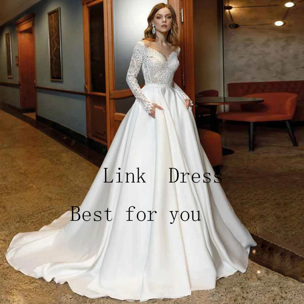 Elegant Strapless Wedding Dresses for Ladies Elegant A Line Bridal Gowns with Lace Exquisite Full Sleeve Vestidos De Novia 2026