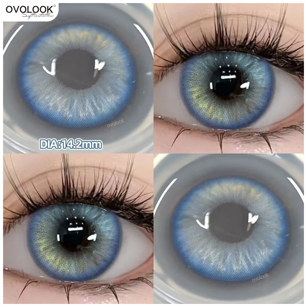 OVOLOOK-2pcs lentes de contacto de color arcoíris para ojos Belleza Color pupilas lentes de Color de ojos lentes de maquillaje degradados lentes de miopía