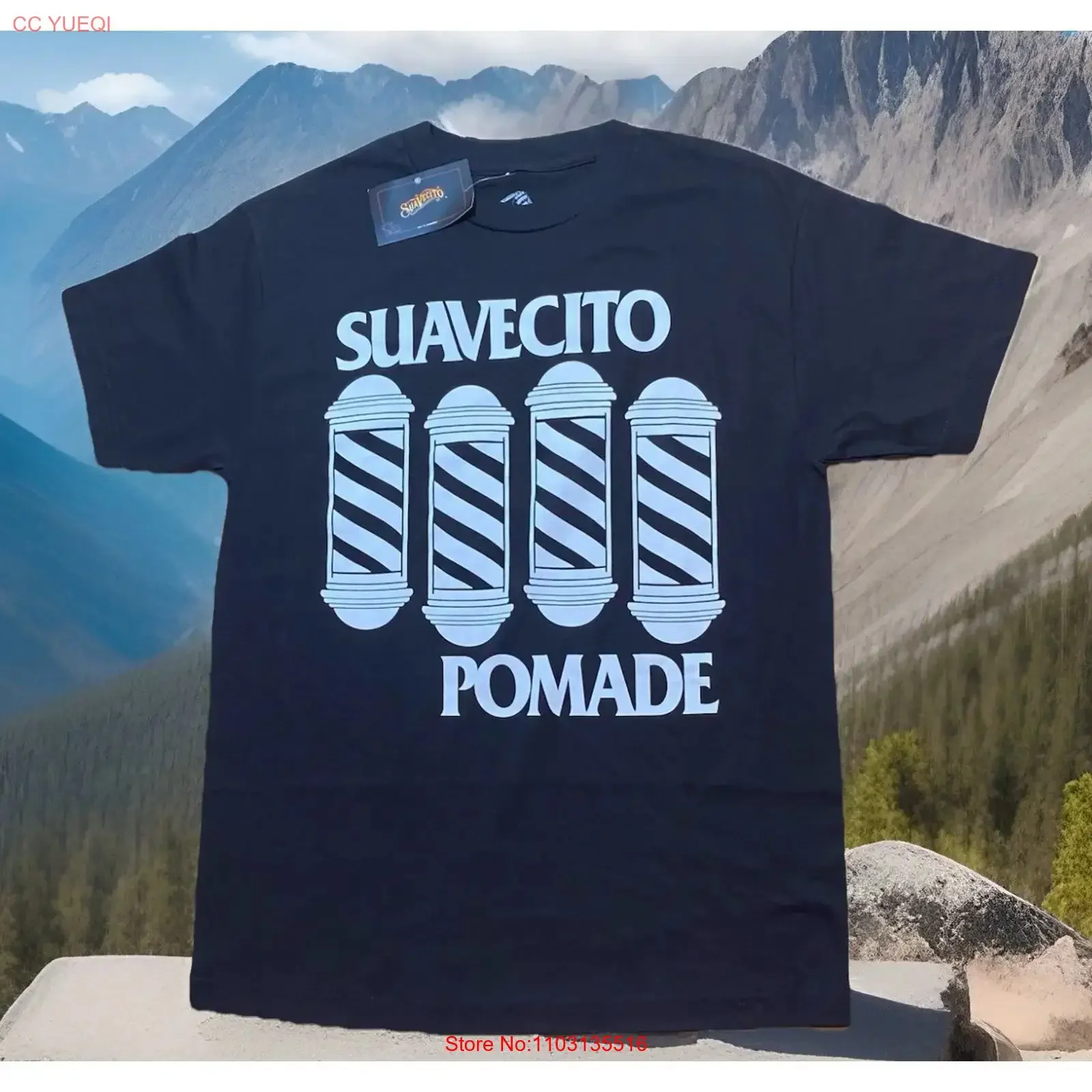 Suavecito Pomade NUEVO Camiseta Pequeña Barber Shop Hecho en EE. UU. Suave para el Cabello Estilo Vintage Lavado Casual Unisex Moda Hombre