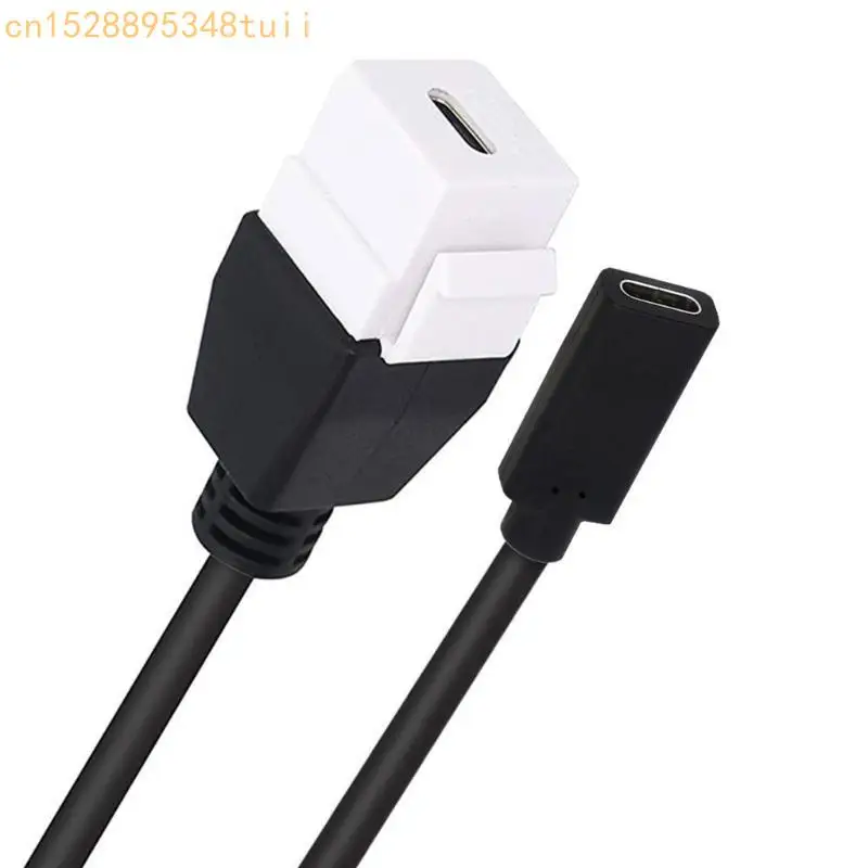 y4qf السرعة السريعة USB C keystone Jacks محول إدراج كابل الإناث إلى الإناث بنقل بيانات 10 جيجابت في الثانية وامتداد شحن 20 سم