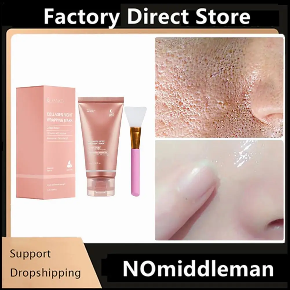 

75ml Collagen Peel-off Mask Night Wrapping Facial Mud Firming Mask Daily Collagen Jelly Cream Hydrolyzed Collagen Skin Care