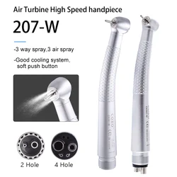COXO CX207-W push button handpiece 2/4 Hole Air Turbine handpiece high speed Dental with Triple Water spray ceramic bearing