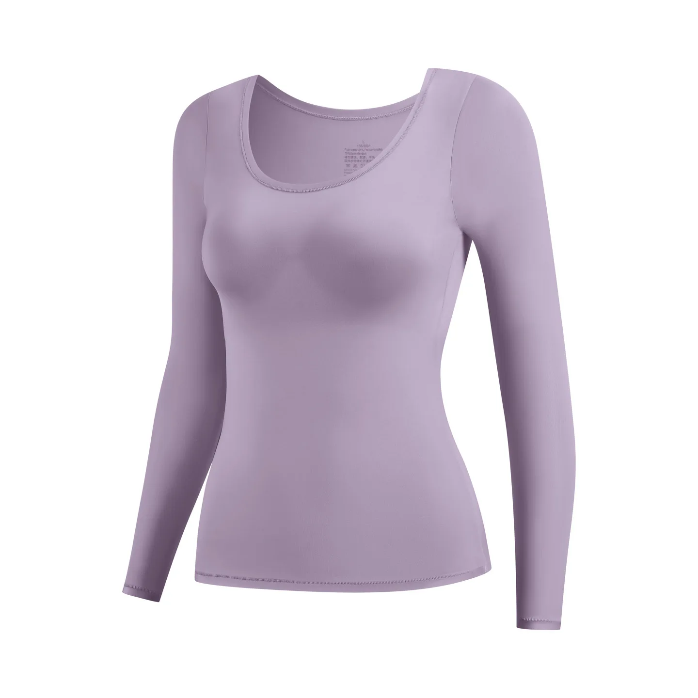 

Ultra-thin Chest Pads Long Sleeve Top Autumn Winter Integrated Bra Warm Underwear Basic Wear Sleepwear Pajamas Shirts Women
