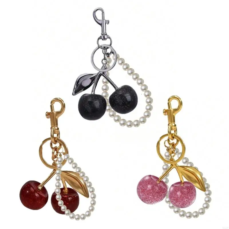 A52E Lightweight Cherry Key Rings Accessory Chic Cherry Bag Charm Stylish Keychain Accessory For Everyday Use And Parties
