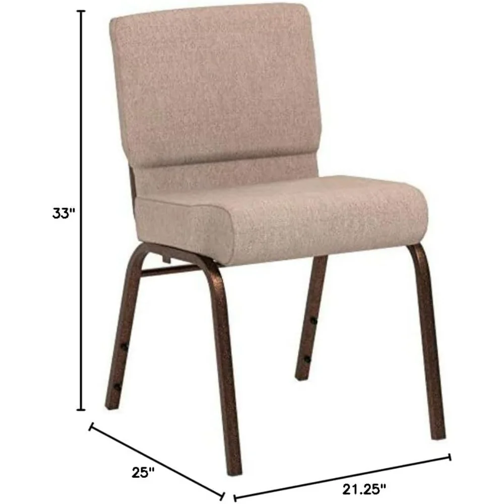 4 Pack HERCULES Series 21''W Stacking Church Chair in Beige Fabric - Copper Vein Frame