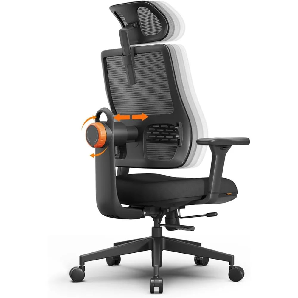 

Ergonomic Office Chair with Adaptive Lumbar Support- High Back Desk Chair with Adjustable Headrest, 3D Armrest,