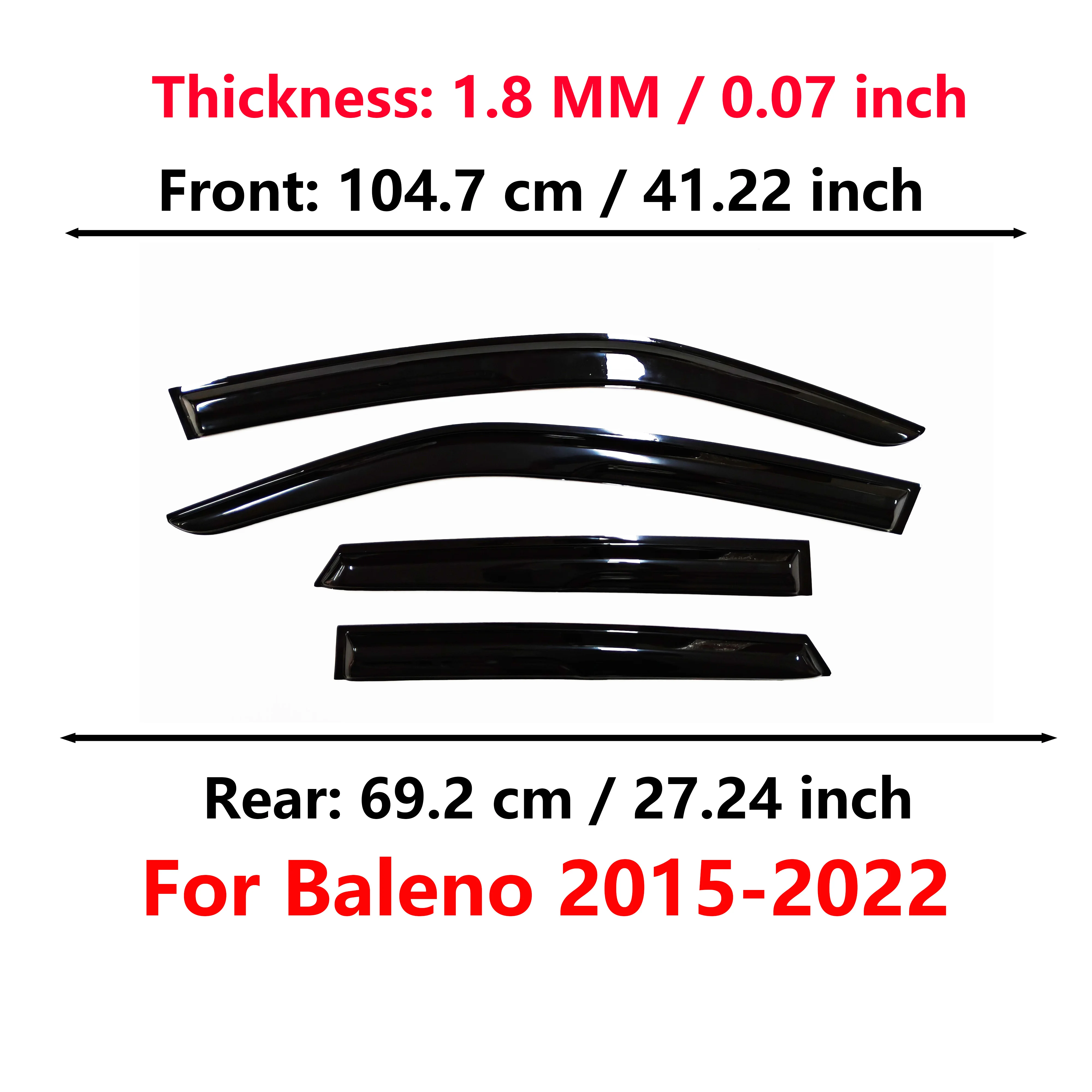 Window Visor for Suzuki Baleno 2015-2022/Toyota Glanza 2019-2022 | 4pcs Rain Guard Wind Deflector | Car Weather Shield Accessory