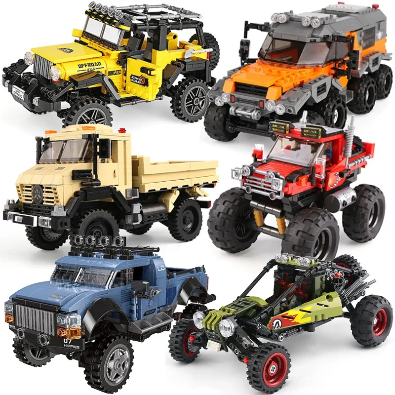 Technical City Off-road Vehicle Transport Truck Jeeps Car ATV Model Building Blocks MOC Monster Trucks Bricks Toys