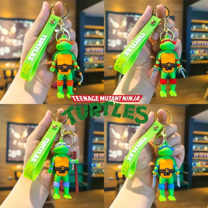 Ninja Turtles TMNT giocattoli portachiavi accessori borsa ciondolo auto bambole per bambini Kawaii Anime Cartoon portachiavi carino portachiavi