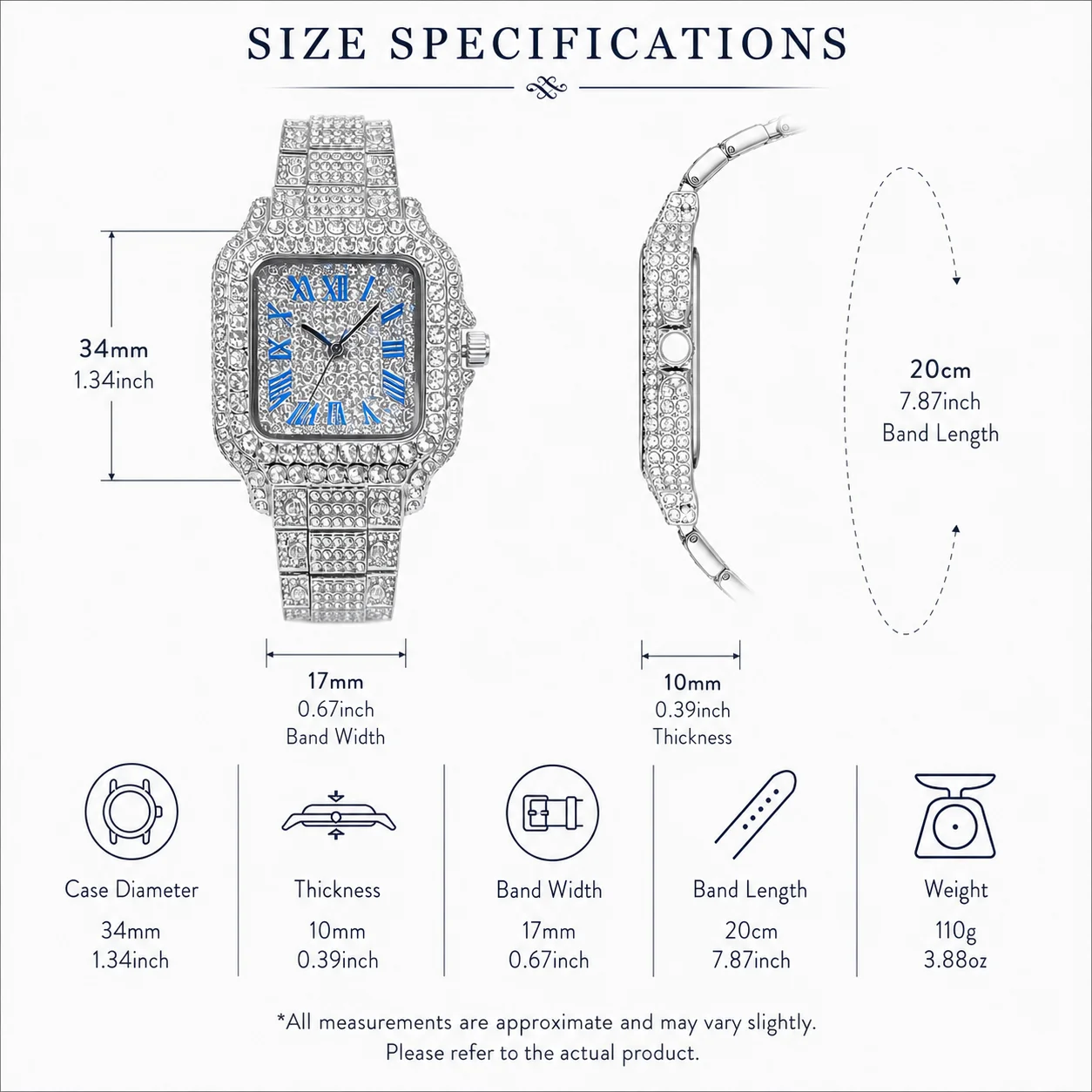 Square Women's Watch Elegant Blue Ponit Luxury Diamond Iced Fashion Blue Number Classic Design Watches For Ladies Dropshipping