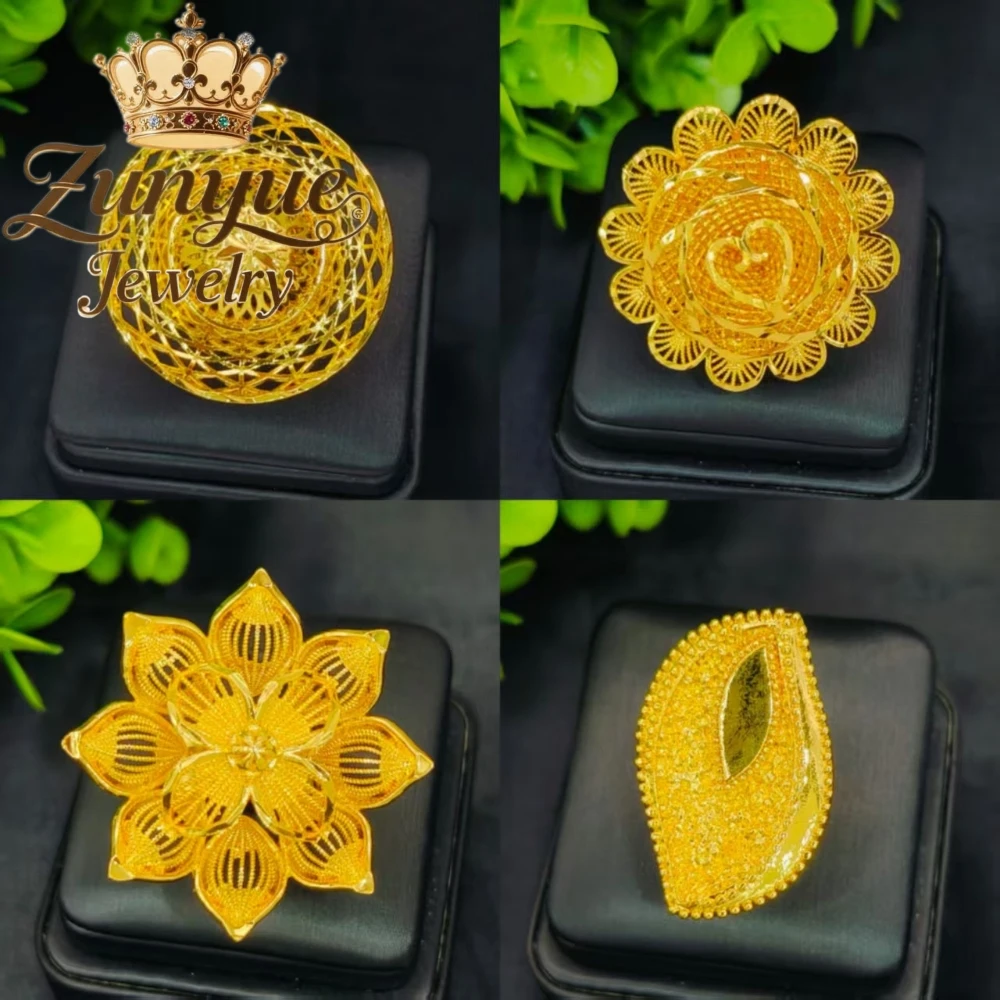 High-end Exquisite Women Alluvial Gold Open Adjustable Ring Trendy Statement Jewelry Accessory Daily Party Wedding Wear Gift