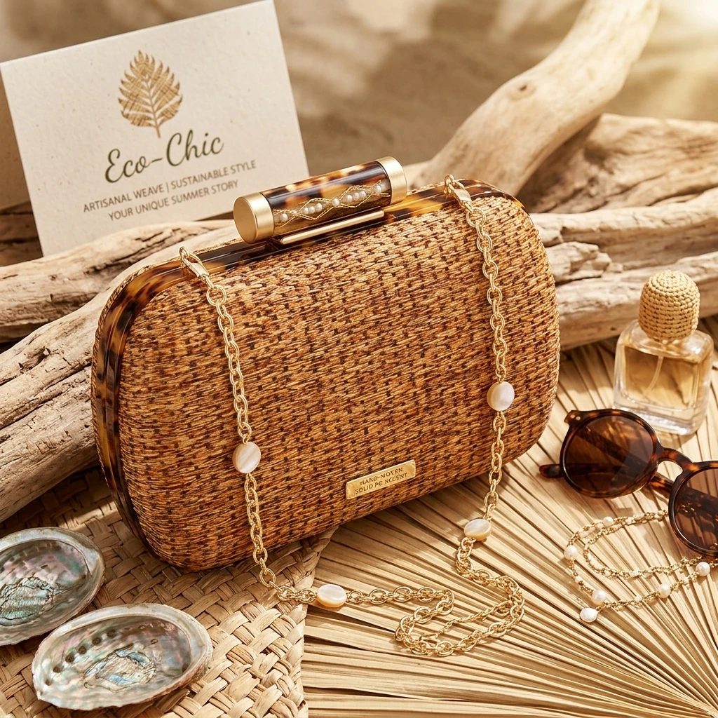 Universal Straw Easy Matching Weave Woven Shoulder Bag Solid PC For Women Ladies Summer Beach Travel Vacation Party Tote Handbag Elegant Portable Durable Lightweight Eco Friendly Woven Basket Bag With Handle Casual Daily Fashion New Gift For Girls Use