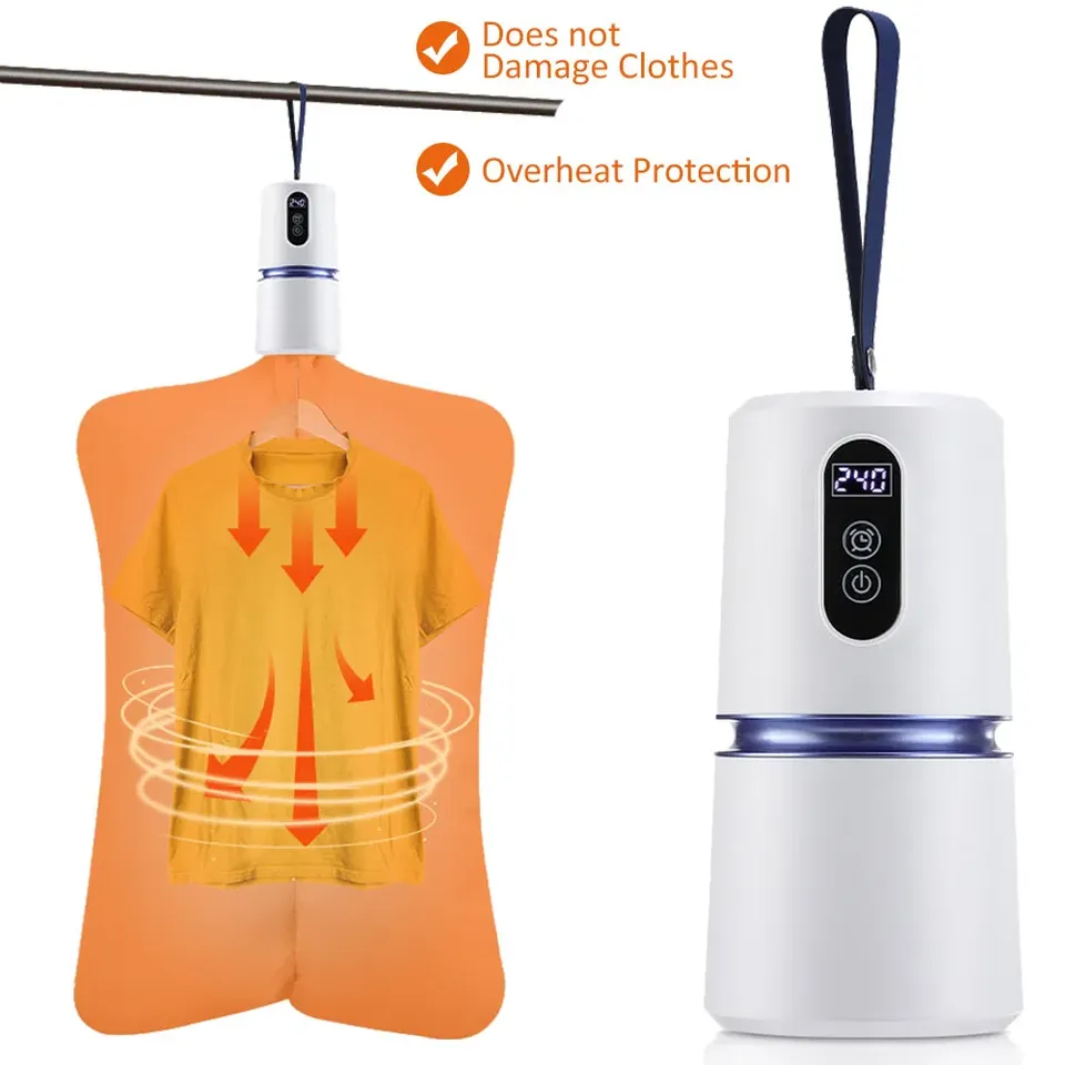  Portable Clothing Dryer Hanging Electric Drying Dryer with Timing Function Travel Home Business Laundry Dryer Clothes Heater 