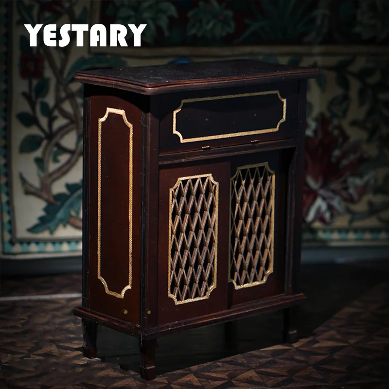 YESTARY BJD Dollhouse Accessories Wooden Low Cabinet Rococo Style Furniture For 1/4 Doll House DIY Lockers Material Package