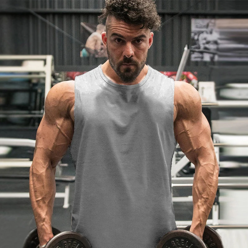 Gym Tank Tops Men Summer Breathable Quick Dry Running Vest Fitness Sportswear Sleeveless T Shirt Workout Singlets Sport Clothing