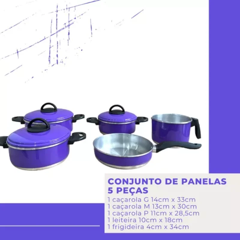 With 5 Pieces Cookware Daily Kitchen Purple Sophisticated Cooking Cookware and Fryers