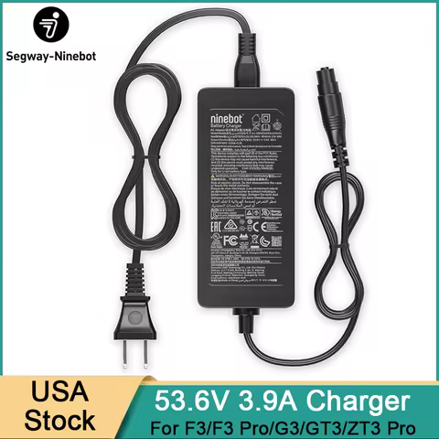 Original 53.6V 3.9A Fast Charger for Segway Ninebot MAX G3/ZT3 Pro/GT3/F3/F3 Pro for 48V Lithium Battery Power Supply Adapter