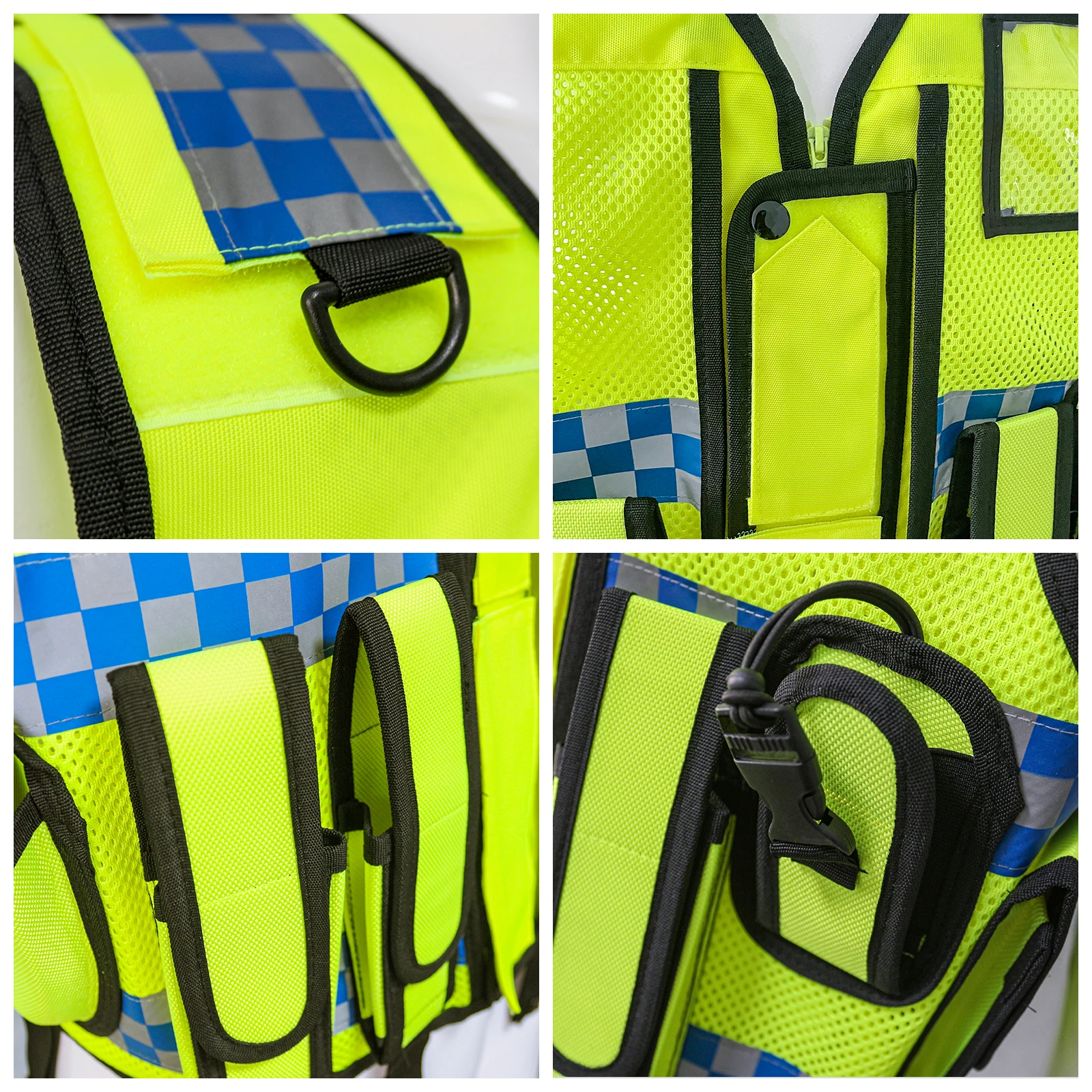 Safety Vest Reflective Breathable Coat Pockets Zipper for Tactical Construction Traffic Police Worker High Visibility Mesh Vest