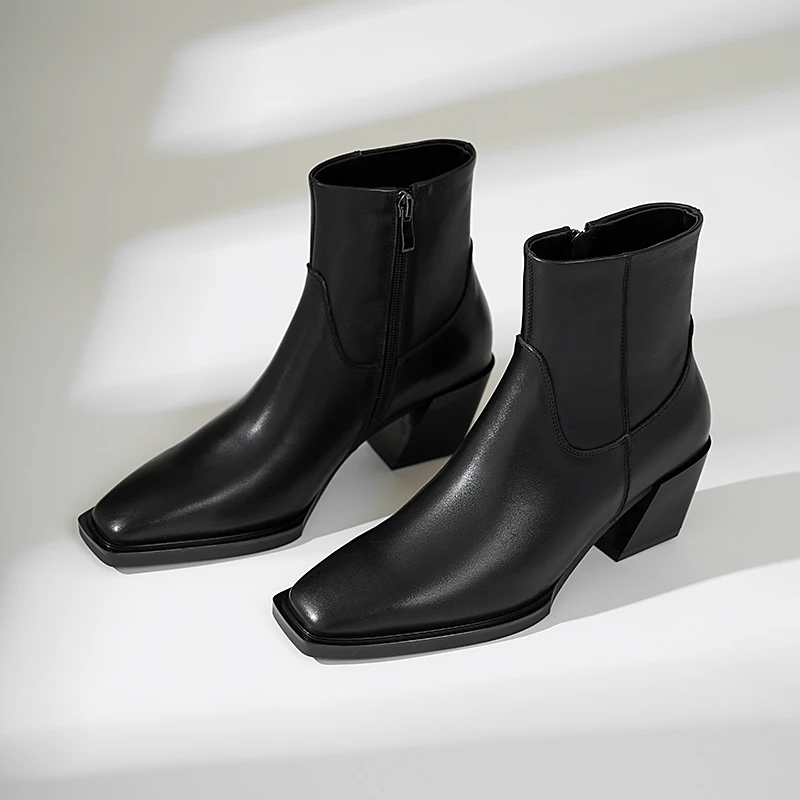 ESVEVA 2027 Fashion Genuine Leather Sexy Women Ankle Boots High Heels Winter Woman Shoes Zipper Autumn Modern Short Boots 34-40