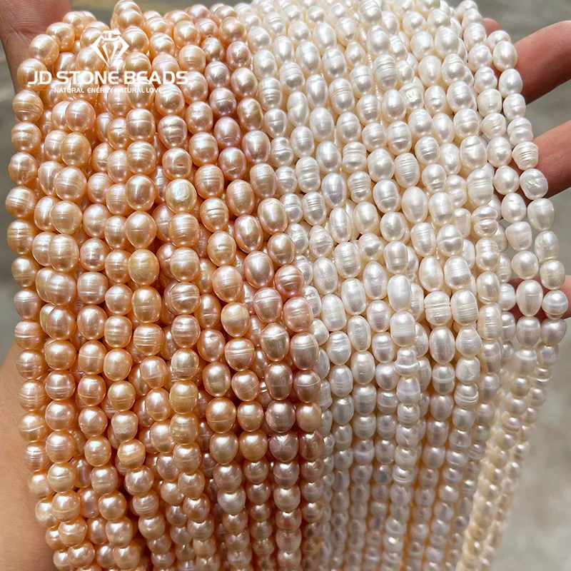 

1A Natural White Pink Freshwater Pearl Bead Rice Shape Loose Spacer Bead for Jewelry Making DIY Bracelet Necklace Accessories
