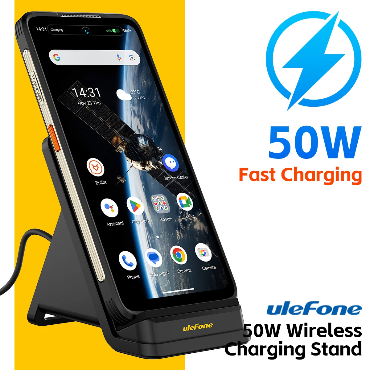 For Ulefone Armor 23 Ultra Smartphone Wireless Charging Holder Ulefone WCS01 50W Air Cooled Wireless Charging Stand