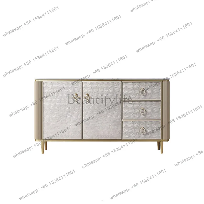 

American side cabinet solid wood light luxury shell rock slab decorative partition storage bucket cabinet