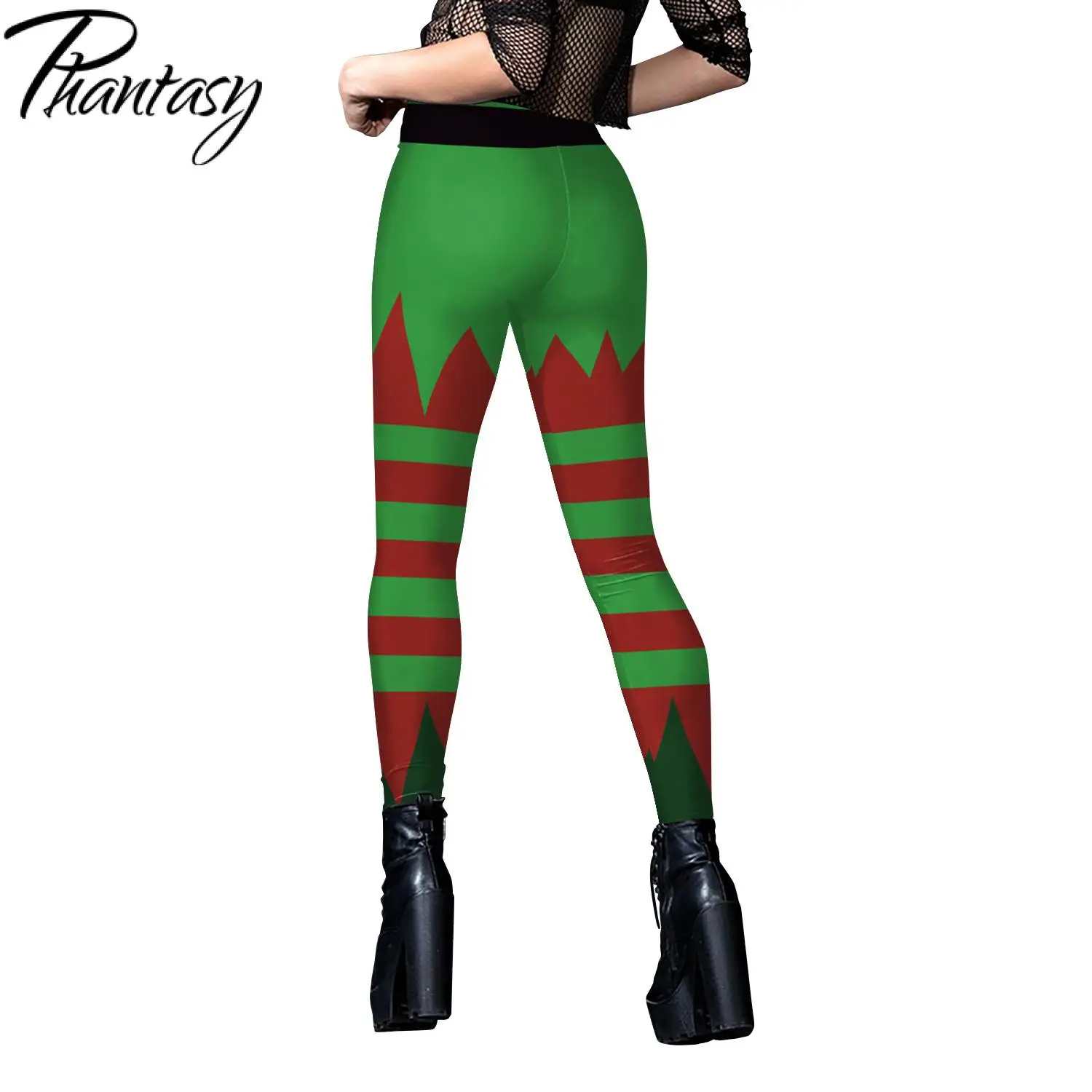 Phantasy Sexy Dames Kerstlegging Kerst Nep Shorts Kousen Patroon Legging Yogabroek Festivalbroek Herfst Winter