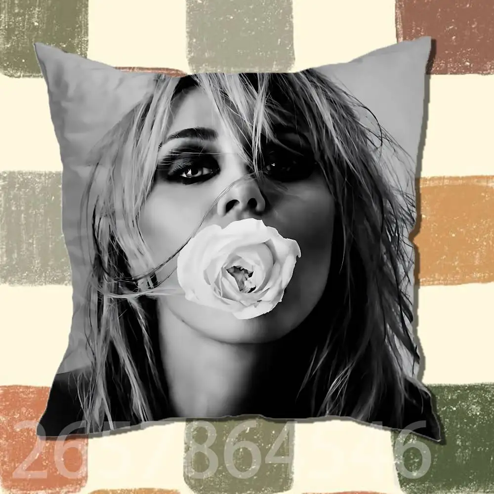 B-Bass Persuades M-Miley Cyrus Printed Pillow Cover Cushion Case Simple Sofa Pillow Case No Pillow Core
