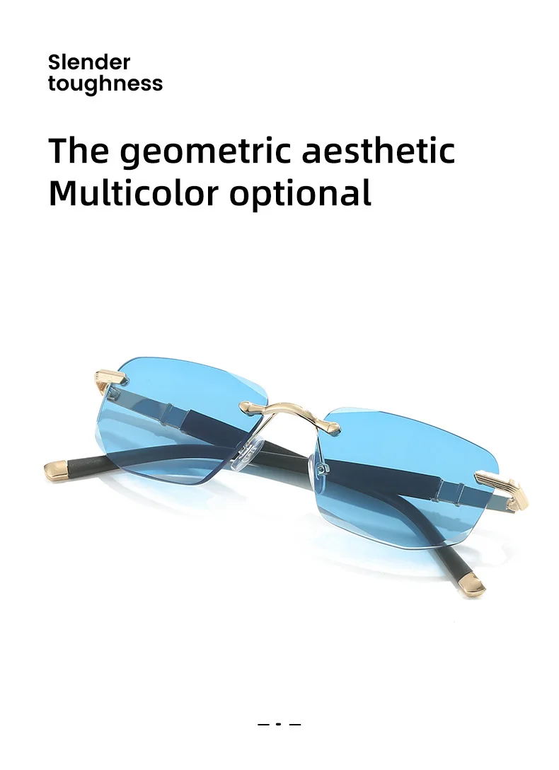 CRIXALIS Anti-Blaulicht-Lesesonnenbrille für Damen, modisch, rechteckig, rahmenlos, presbyopische Brille, Herren, optische Brillen, UV400 – Detail 6